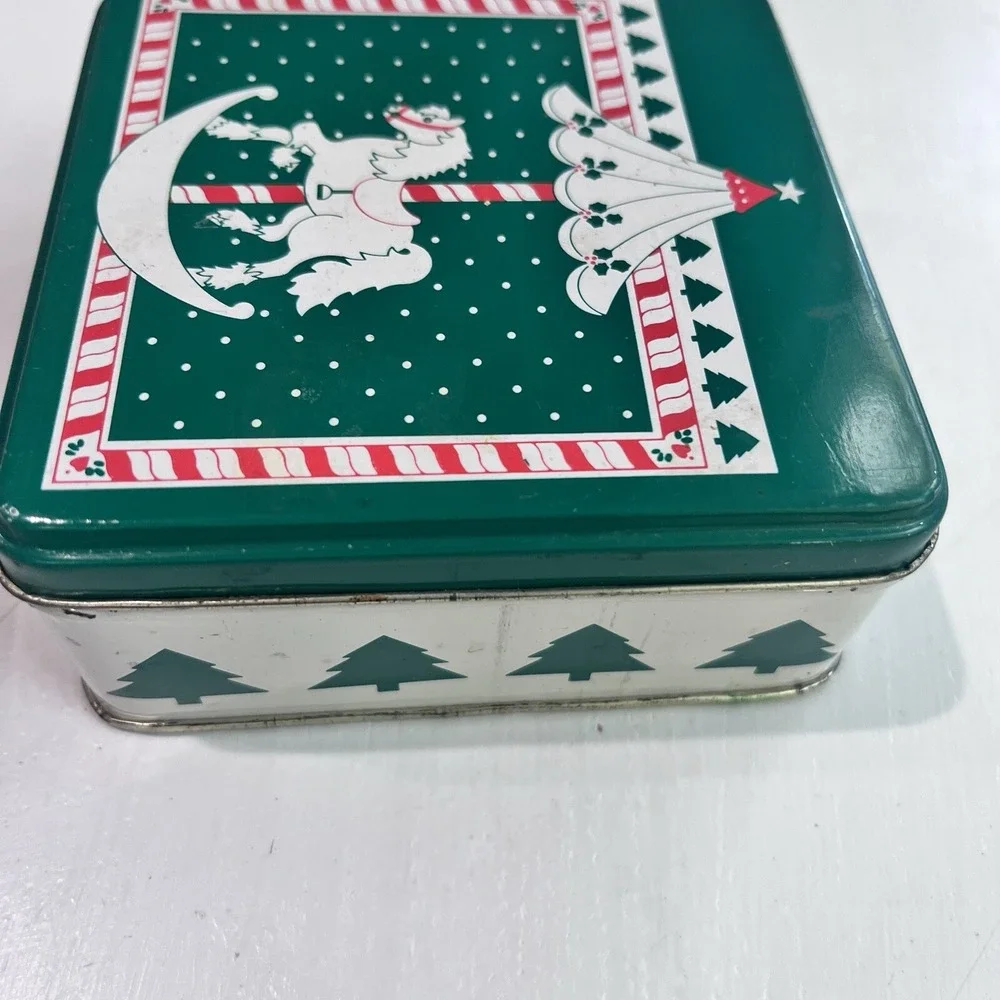 1990 Tin Vintage Coasters Set Of 6 Christmas Cork‎ Back Marry Go Around Green